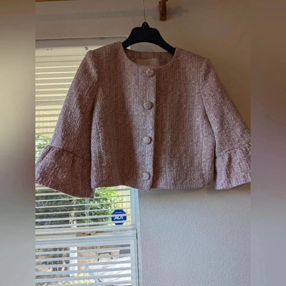 NWT Gal Meets Glam Clarissa Pink Tweed Jacket Small / 6 - Picture 7 of 11
